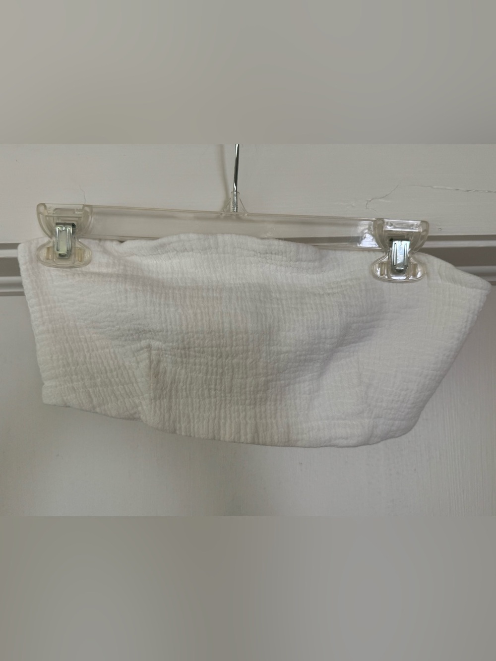Bahhgoose cotton/linen strapless white bandeau top